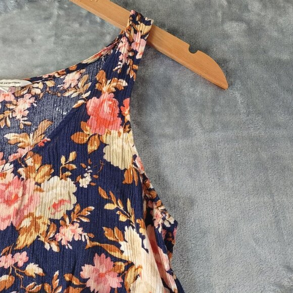 American Eagle Women’s S Floral Dress Navy Pink Sleeveless Boho Cottagecore - Picture 6 of 9